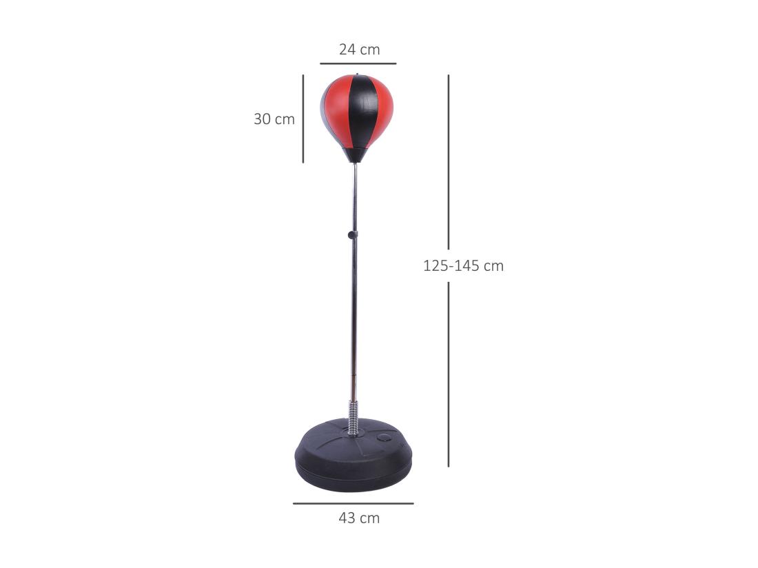 Vente Unique Sac De Frappe Punching Ball Avec Gants Et Pompe Hauteur Reglable 125 à 145 Cm