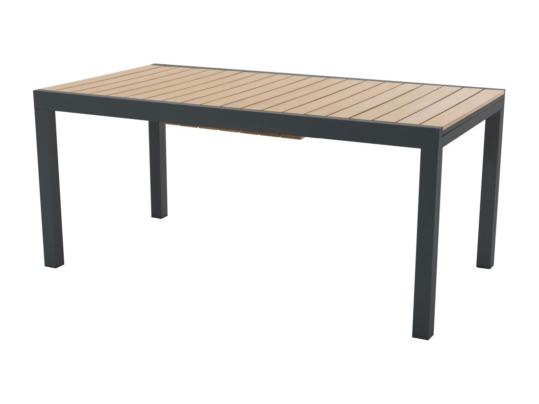 Vente Unique Salle à Manger De Jardin En Aluminium Et Polywood : Une Table Extensible L.170/230 Cm Et 6 Fauteuils Empilables - Naturel Clair Et Anthracite - MACILA De MYLIA