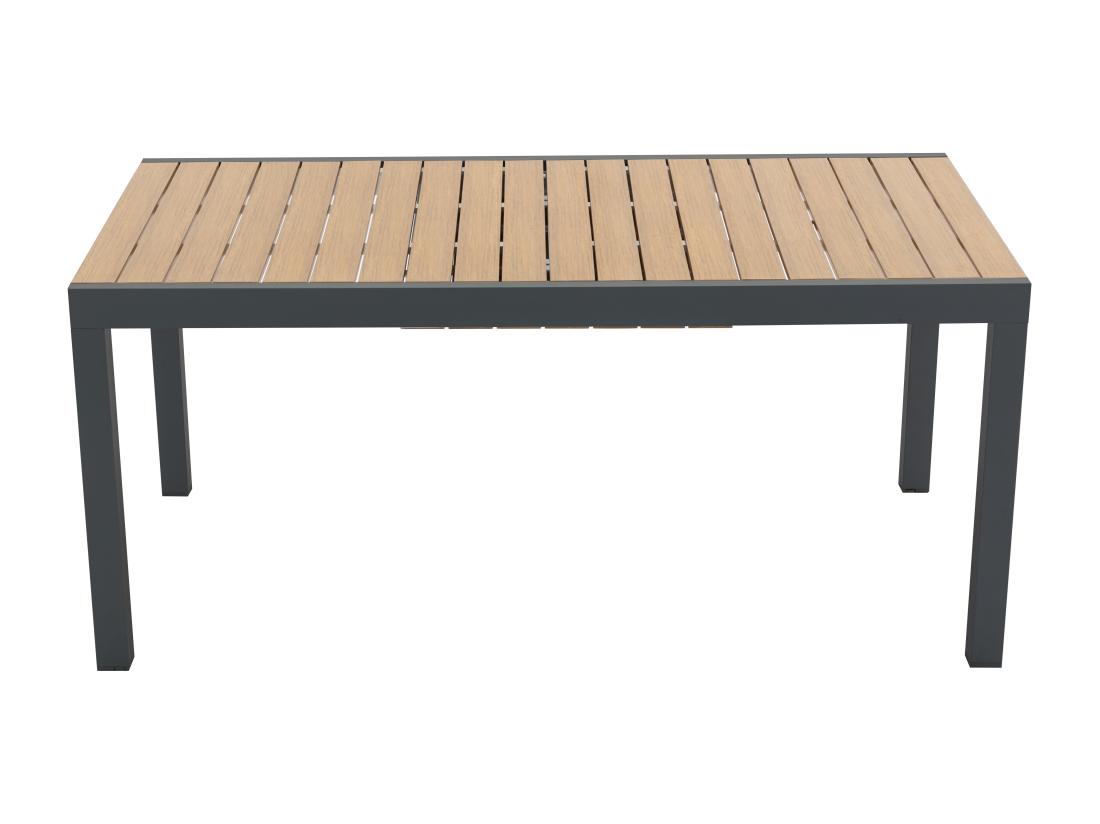 Vente Unique Salle à Manger De Jardin En Aluminium Et Polywood : Une Table Extensible L.170/230 Cm Et 6 Fauteuils Empilables - Naturel Clair Et Anthracite - MACILA De MYLIA