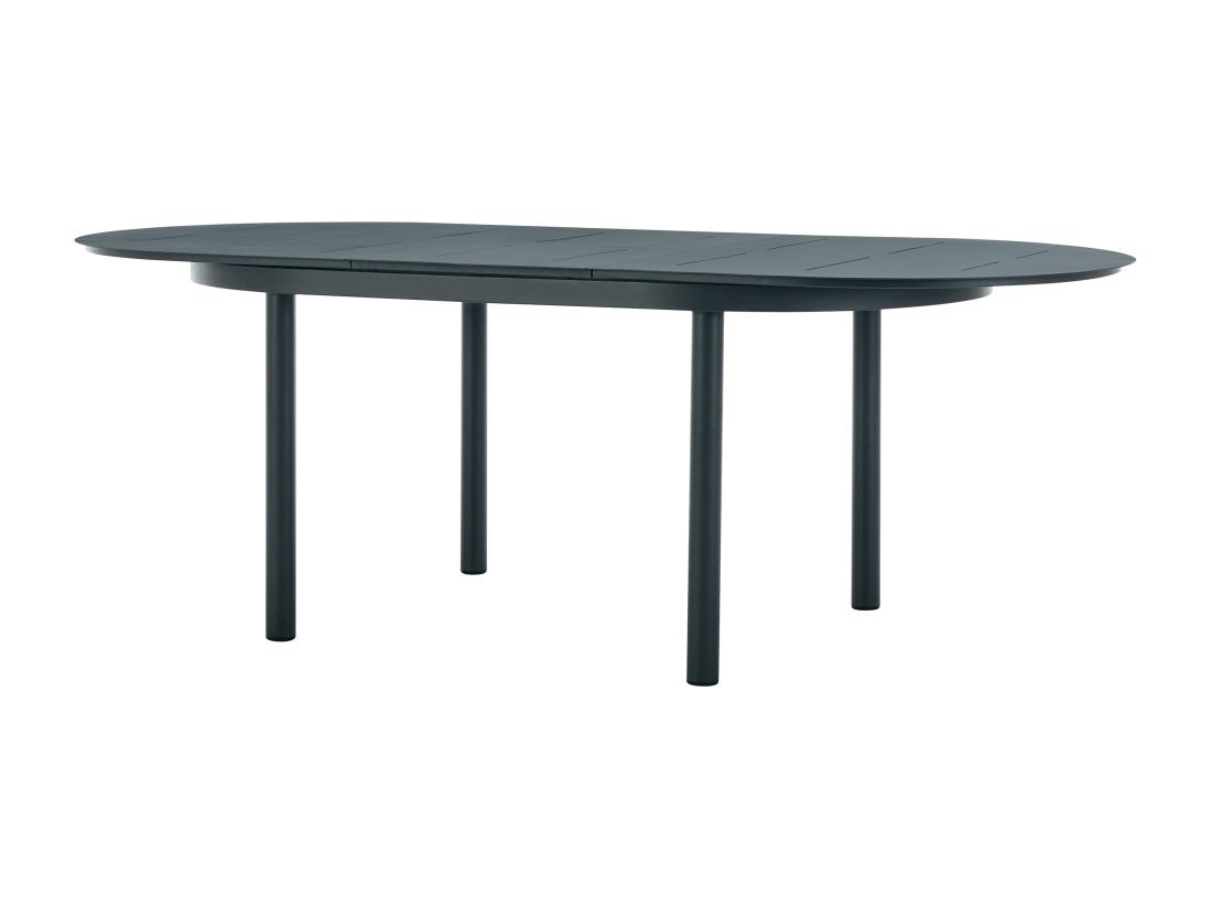 Vente Unique Salle à Manger De Jardin En Aluminium : Table Extensible L.170/240 Cm Et 4 Fauteuils Empilables - Anthracite - LOTTYS De MYLIA
