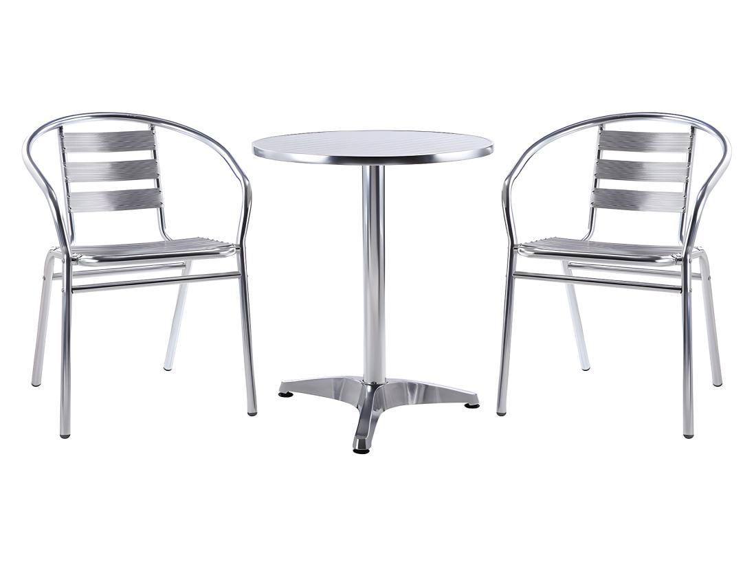 Vente Unique Salle à Manger De Jardin En Aluminium : Une Petite Table Ronde Et 2 Chaises - MONTMARTRE De MYLIA