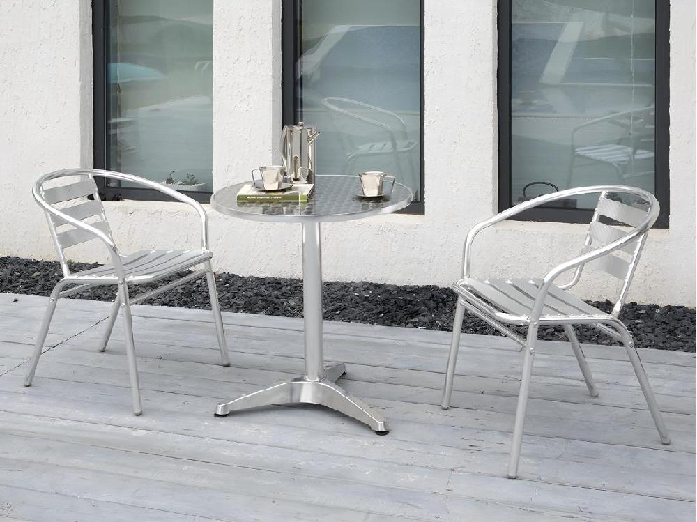 vente unique Salle à manger de jardin en aluminium : une petite table ronde et 2 chaises - MONTMARTRE de MYLIA