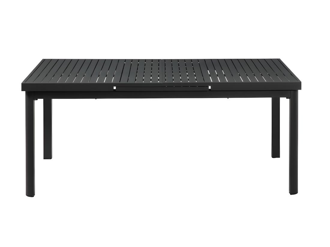 Vente Unique Salle à Manger De Jardin En Aluminium : Une Table Extensible L.180/240cm Et 6 Fauteuils Empilables Avec Accoudoirs Acacia - Anthracite - NAURU De MYLIA