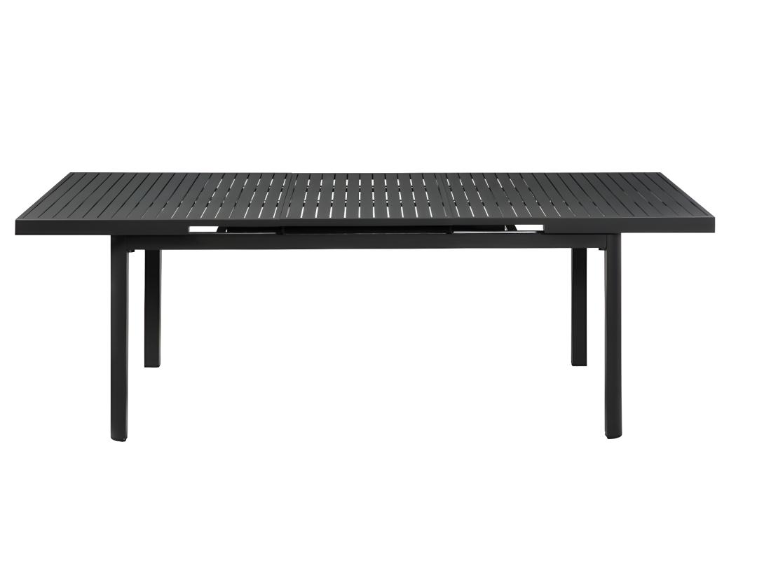 Vente Unique Salle à Manger De Jardin En Aluminium : Une Table Extensible L.180/240cm Et 6 Fauteuils Empilables Avec Accoudoirs Acacia - Anthracite - NAURU De MYLIA