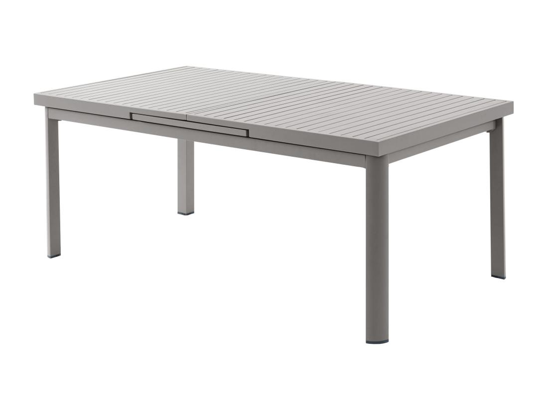 Vente Unique Salle à Manger De Jardin En Aluminium : Une Table Extensible L.180/240cm Et 8 Fauteuils Empilables Avec Accoudoirs Acacia - Taupe - NAURU De MYLIA