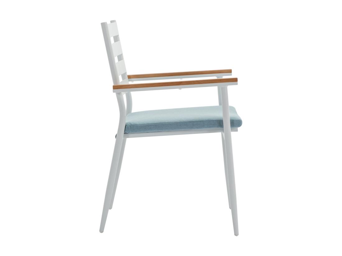Vente Unique Salle à Manger De Jardin En Bois Et Aluminium : Une Table D.110 Cm Et 4 Fauteuils - Blanc Et Naturel Clair - MIAMI De MYLIA