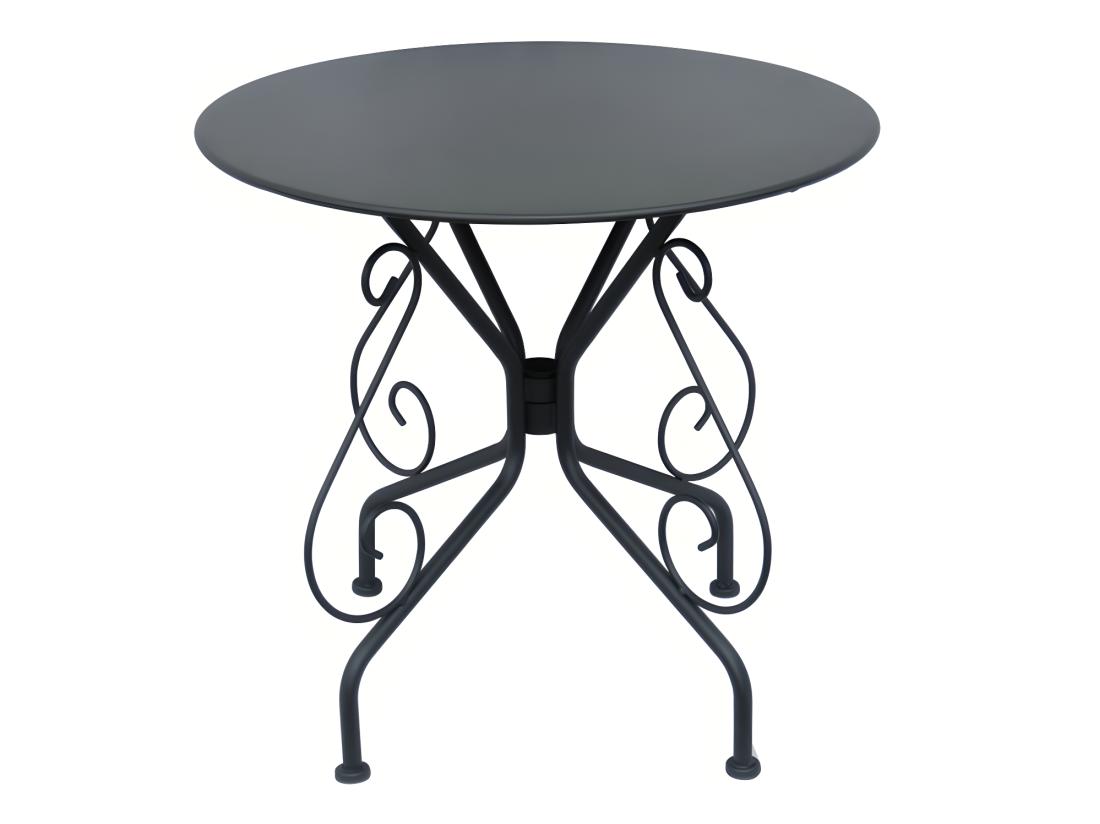 Vente Unique Salle à Manger De Jardin En Métal Façon Fer Forgé : Une Table Et 4 Chaises Empilables - Anthracite - GUERMANTES De MYLIA