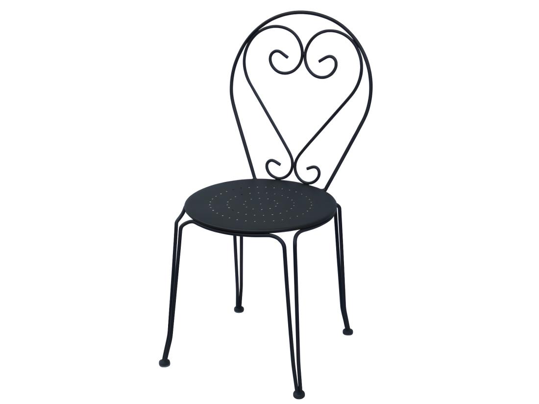 Vente Unique Salle à Manger De Jardin En Métal Façon Fer Forgé : Une Table Et 4 Chaises Empilables - Anthracite - GUERMANTES De MYLIA