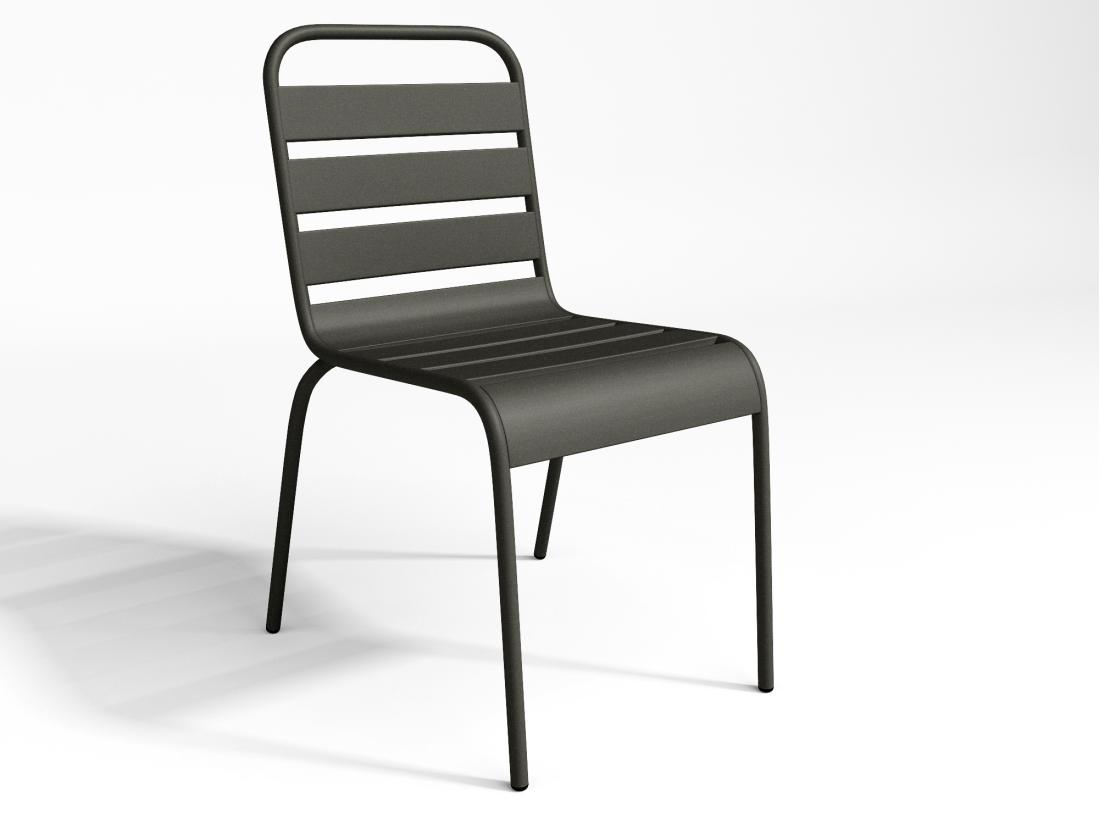Vente Unique Salle à Manger De Jardin En Métal - Une Table D.110 Cm Et 4 Chaises Empilables - Gris Anthracite - MIRMANDE De MYLIA