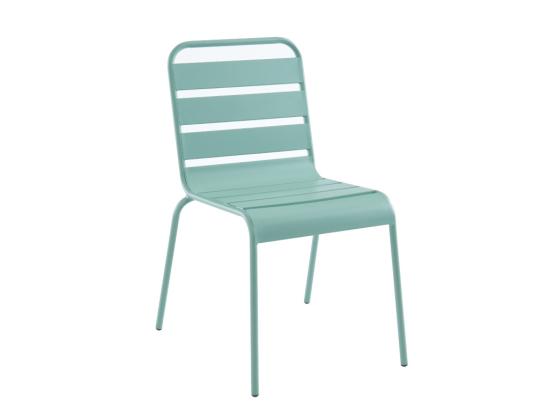Vente Unique Salle à Manger De Jardin En Métal - Une Table D.110 Cm Et 4 Chaises Empilables - Vert Amande - MIRMANDE De MYLIA