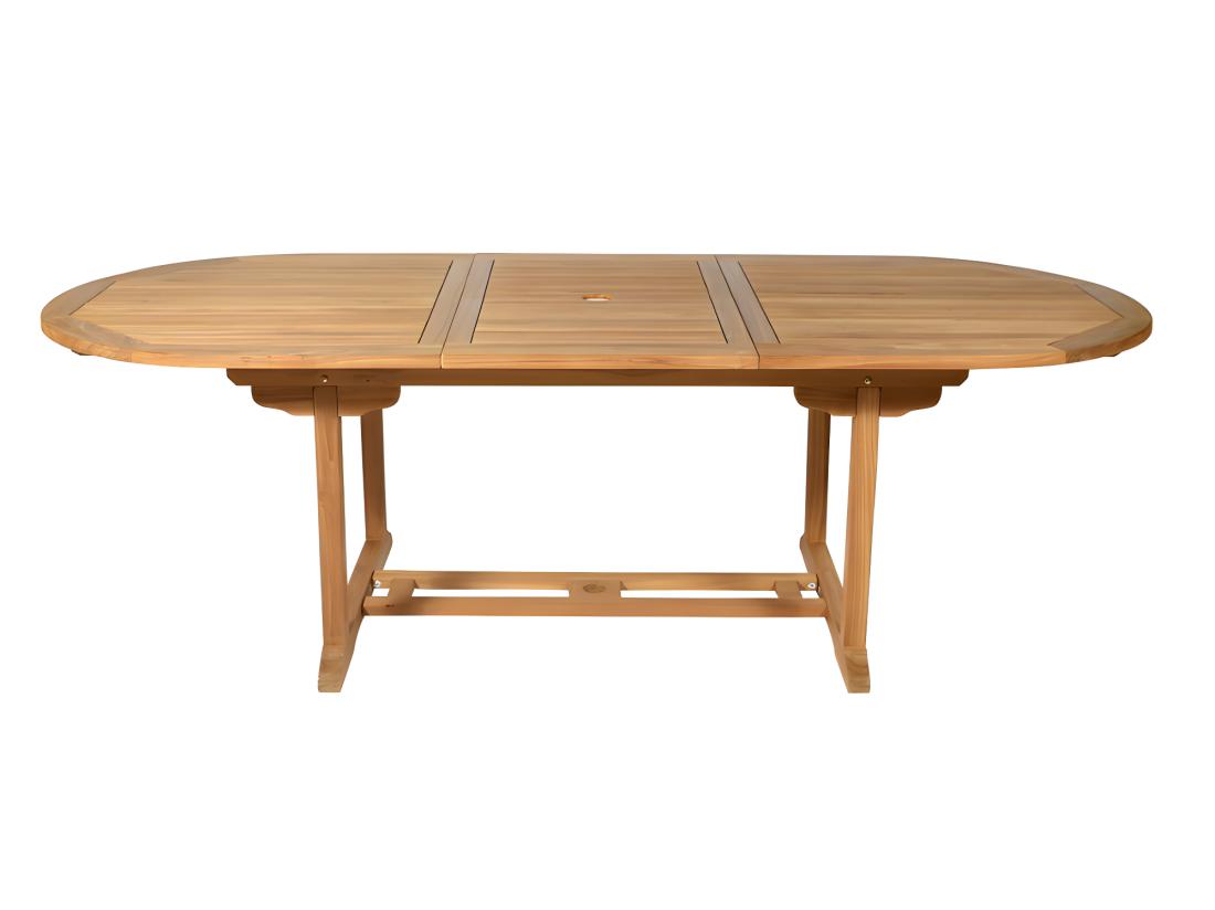 Vente Unique Salle à Manger De Jardin En Teck : Une Table Extensible L.180 / 240 Cm 2 Fauteuils Et 4 Chaises Pliantes - Naturel Clair - BYBLOS II De MYLIA