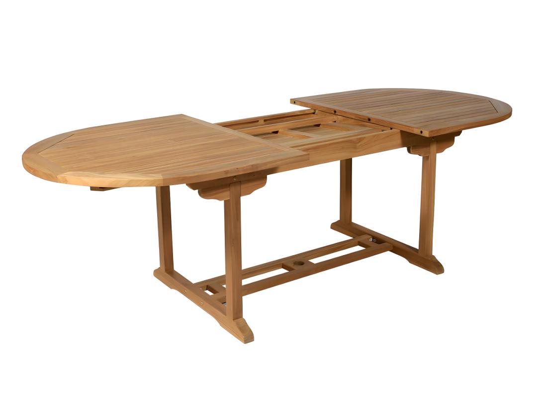 Vente Unique Salle à Manger De Jardin En Teck : Une Table Extensible L.180 / 240 Cm 2 Fauteuils Et 4 Chaises Pliantes - Naturel Clair - BYBLOS II De MYLIA