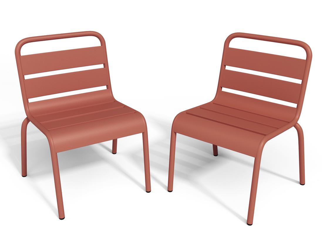Vente Unique Salle à Manger De Jardin Pour Enfants En Métal - Une Table Et 4 Chaises Empilables - Terracotta - POPAYAN De MYLIA