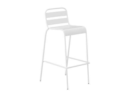 Vente Unique Salle à Manger Haute De Jardin En Métal : Une Table L.120 Cm Et 4 Chaises - Blanc - MIRMANDE De MYLIA