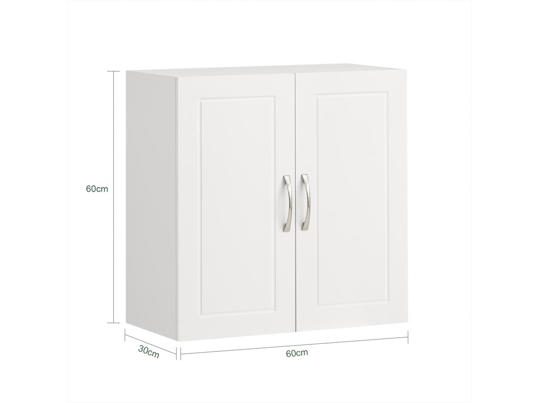 Vente Unique Salle De Bain Suspendue Placard Commode Murale – 2 Portes - Blanc FRG231-W