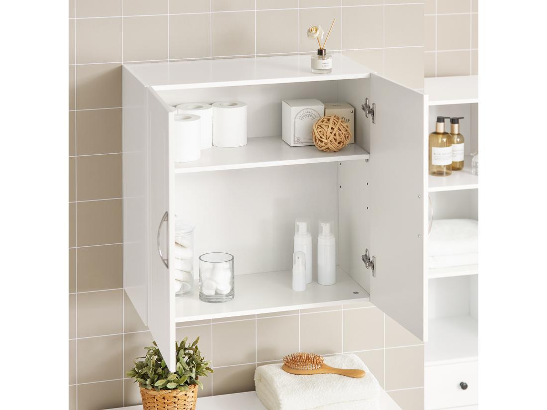 Vente Unique Salle De Bain Suspendue Placard Commode Murale – 2 Portes - Blanc FRG231-W
