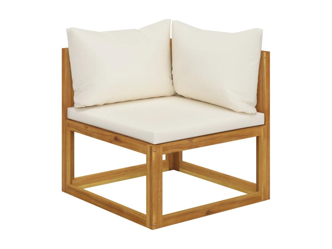 Vente Unique Salon De Jardin 5 Pcs Avec Coussin Crème Bois D'acacia Solide