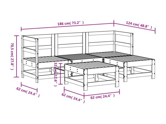 Vente Unique Salon De Jardin 5 Pcs Bois Massif Douglas