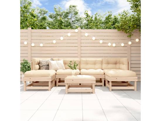 vente unique Salon de jardin 7 pcs Bois de pin massif