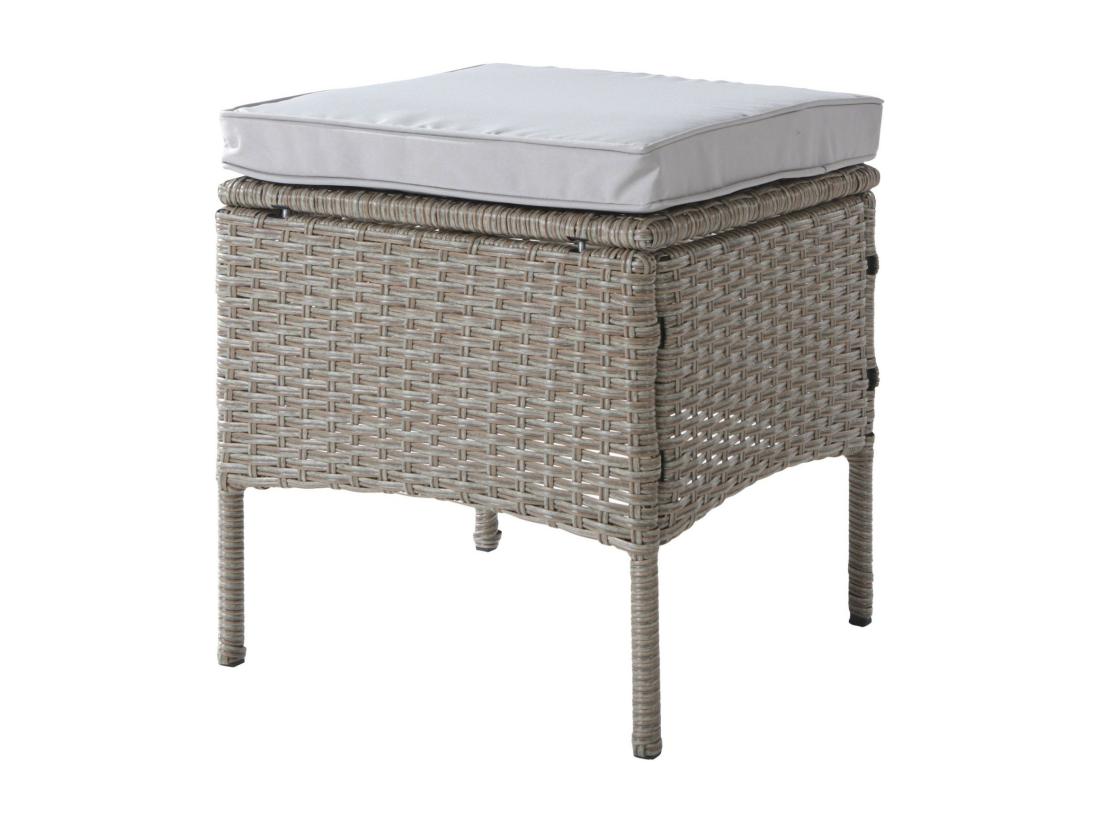 Vente Unique Salon De Jardin 7 Places Avec Canapé Table Basse 2 Tabourets Et Oreiller Structure En Acier Kaki