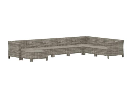 Vente Unique Salon De Jardin 8 Pcs Avec Coussins Gris Résine Tressée