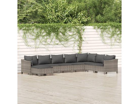 vente unique Salon de jardin 8 pcs avec coussins Gris Résine tressée