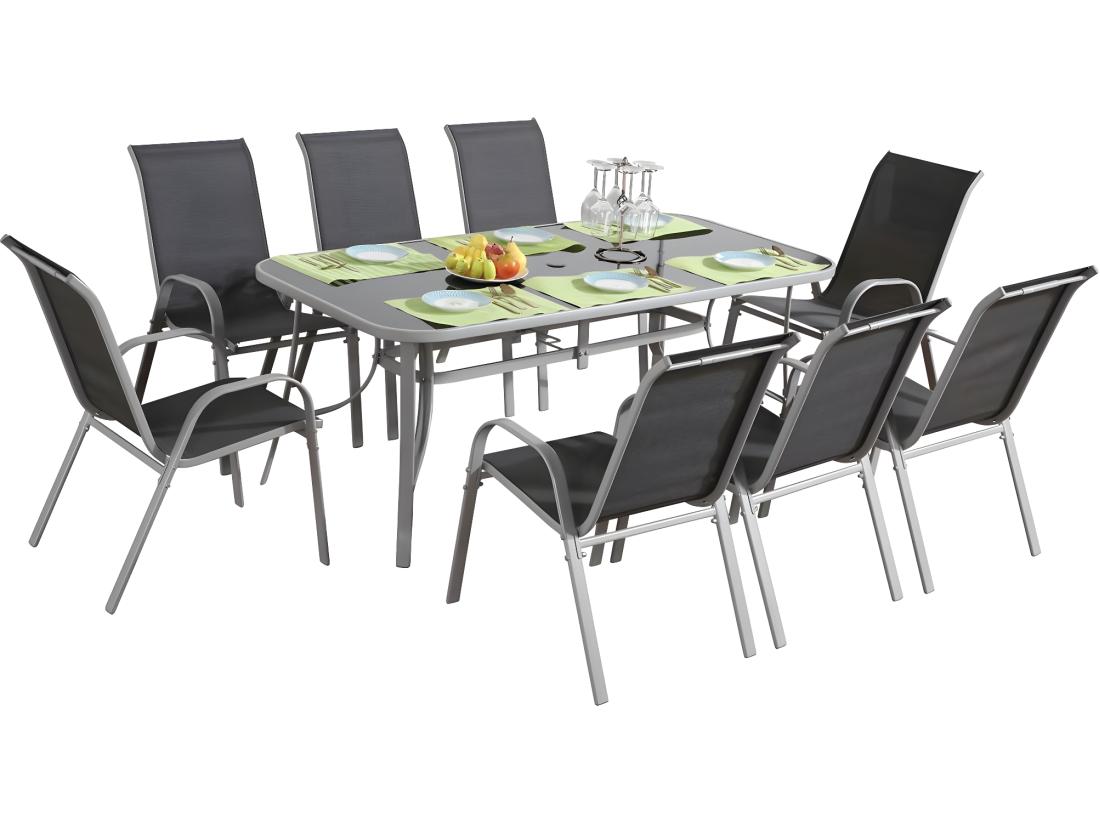 Vente Unique Salon De Jardin "Cordoba XL 180" 8 Places - Phoenix - Gris Foncé