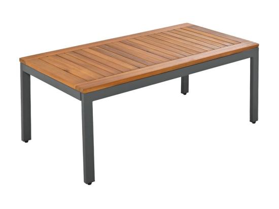 Vente Unique Salon De Jardin En Acier Galvanisé - 1 Canapé 、2 Fauteuils Et 1 Table Basse - Décoré De Bois D'Acacia - Beige