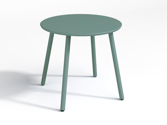 Vente Unique Salon De Jardin En Métal - 2 Fauteuils Bas Empilables Et Une Table D'appoint Ronde - Vert Amande - MIRMANDE De MYLIA