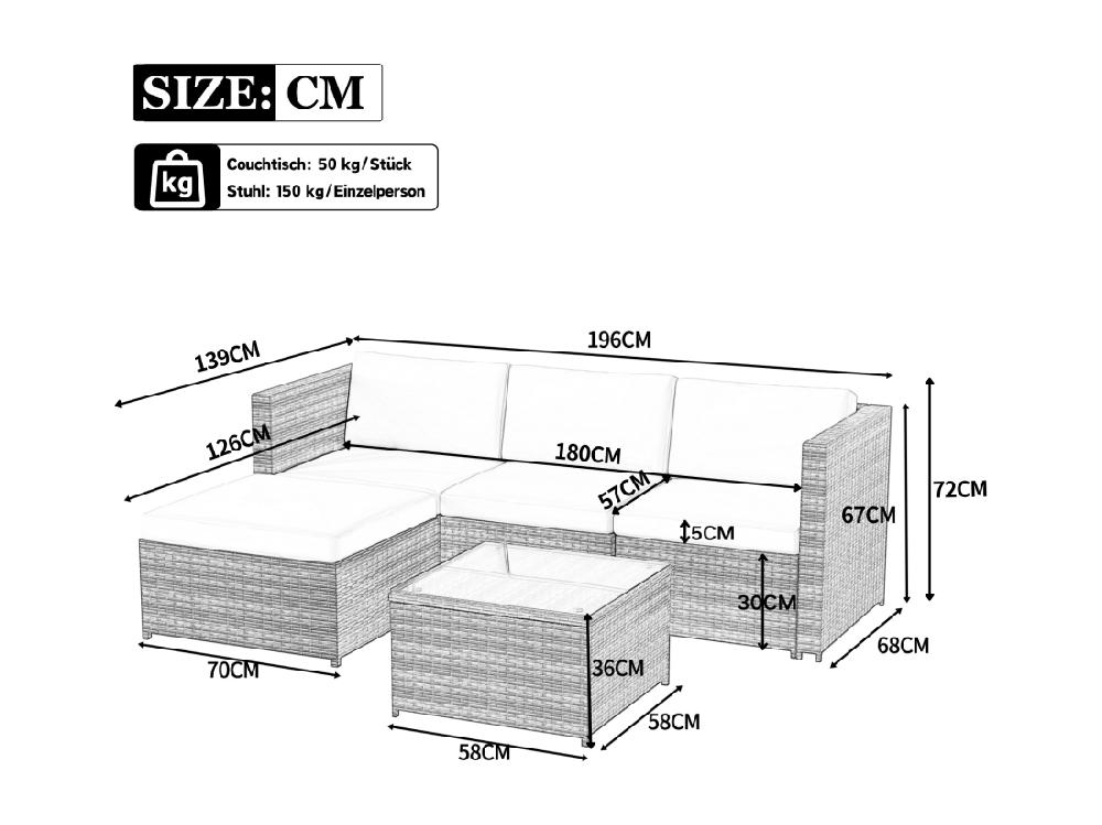 Vente Unique Salon De Jardin En Résine Tressée - Canapé D'angle Extérieur Avec Table Basse - 4 Places - Gris
