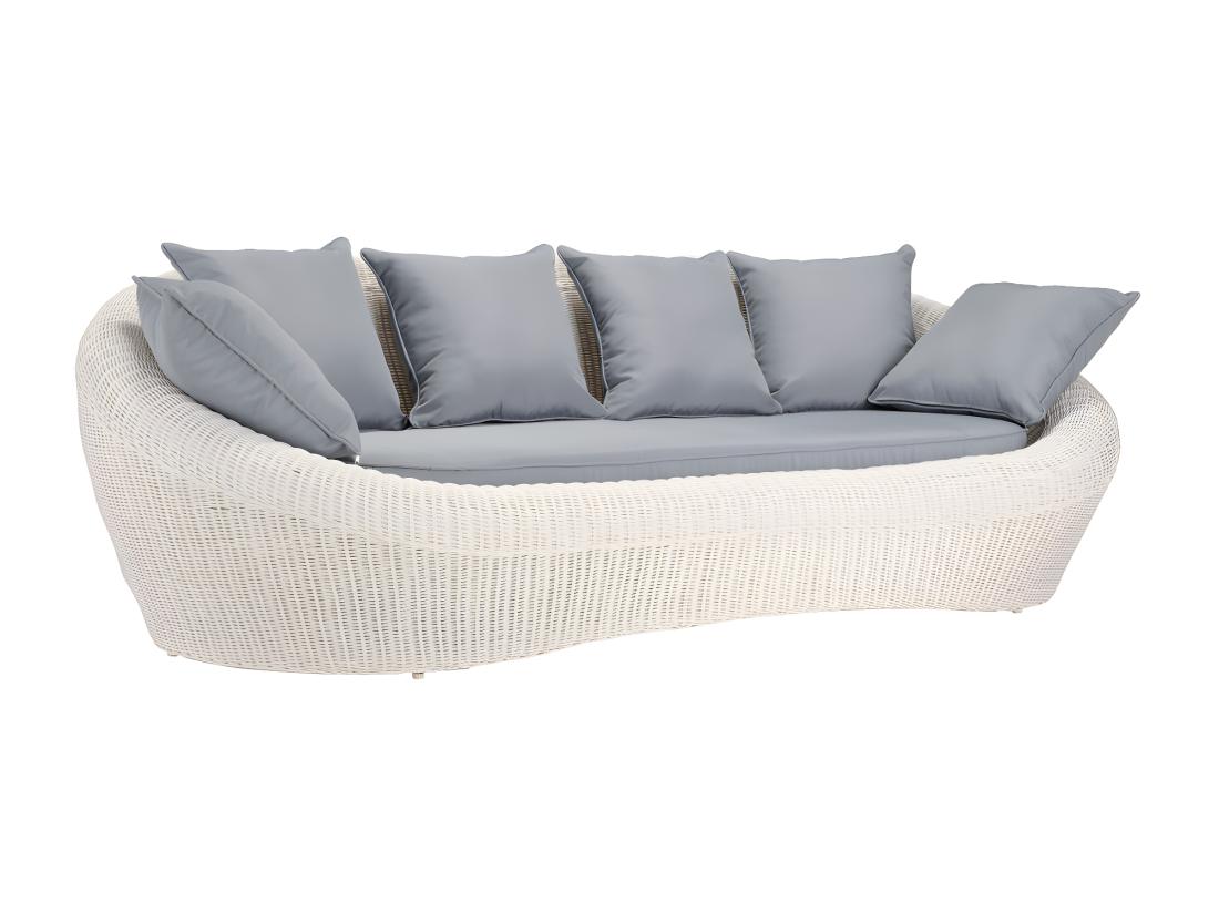 Vente Unique Salon De Jardin En Résine Tressée Ivoire : Canapé 2 Fauteuils Et Table Basse - WHITEHEAVEN De MYLIA