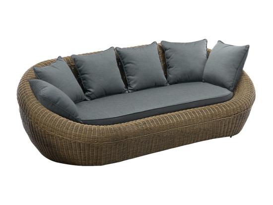 Vente Unique Salon De Jardin En Résine Tressée Naturel Foncé : Canapé 2 Fauteuils Et Table Basse - WHITEHEAVEN De MYLIA