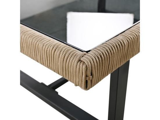 Vente Unique Salon De Jardin Modulable En Acier Galvanisé Et Décoré De Corde - 4 Places - 1 Canapé、2 Fauteuils Et 1 Table Basse - Beige