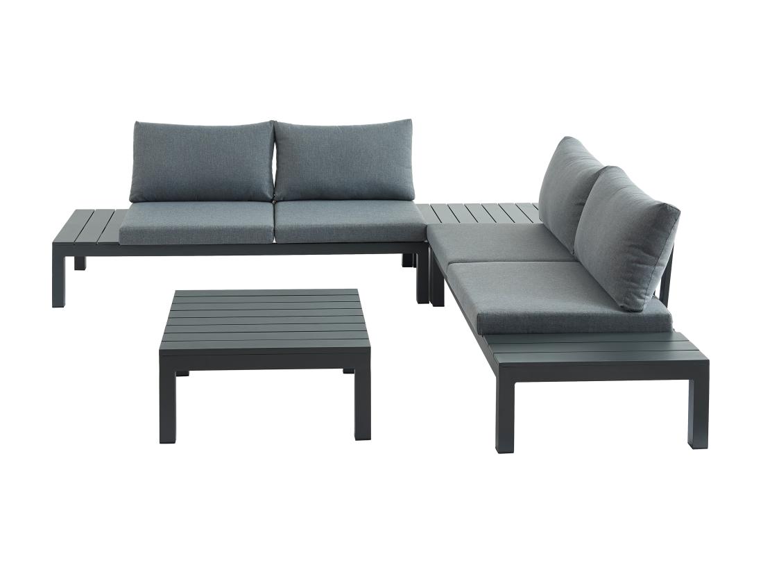 Vente Unique Salon De Jardin Modulable En Aluminium : 1 Canapé D'angle + 1 Table Basse - Anthracite - RISILI De MYLIA