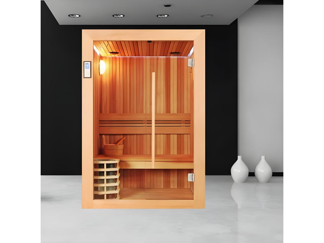 Vente Unique Sauna Boreal® Evasion 130 - Sauna De Luxe En Cèdre Rouge 2 Personnes