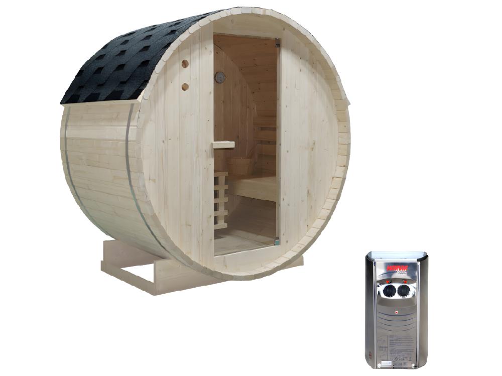 Vente Unique Sauna D'extérieur 2 Places Avec Poêle 3 5KW - L185 X P120 X H190 Cm - ISOKYRO