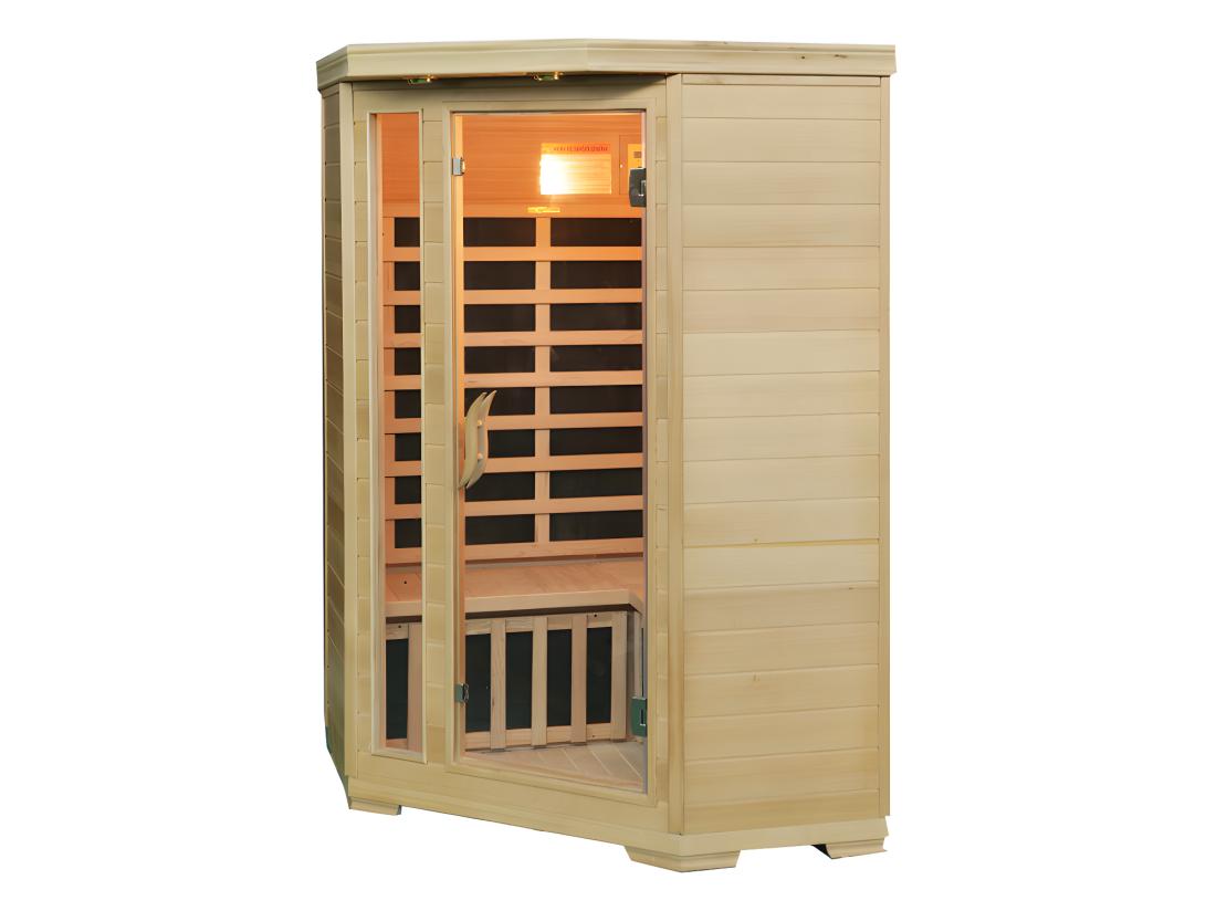 Vente Unique Sauna Infrarouge 3/4 Places D'angle Gamme Prestige ARVIKA II - 120x56x120x H190 Cm - 2100W