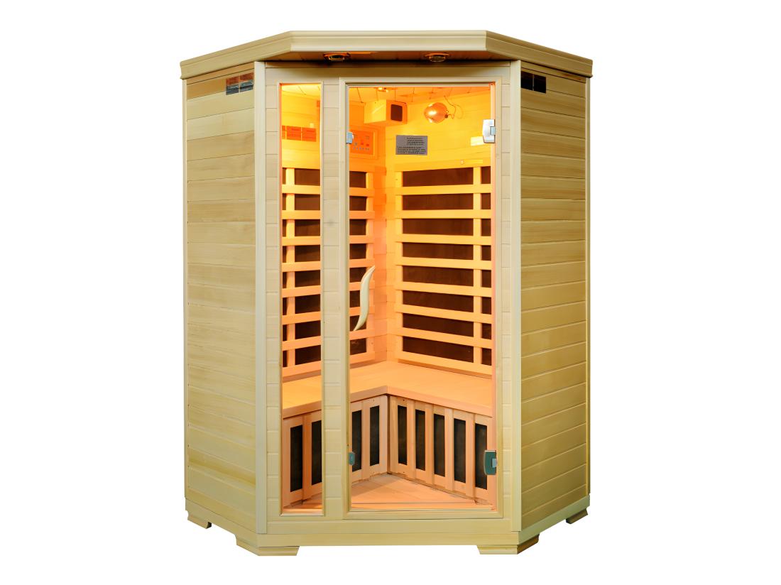 vente unique Sauna Infrarouge 3/4 places d'angle Gamme prestige ARVIKA II - 120x56x120x H190 cm - 2100W