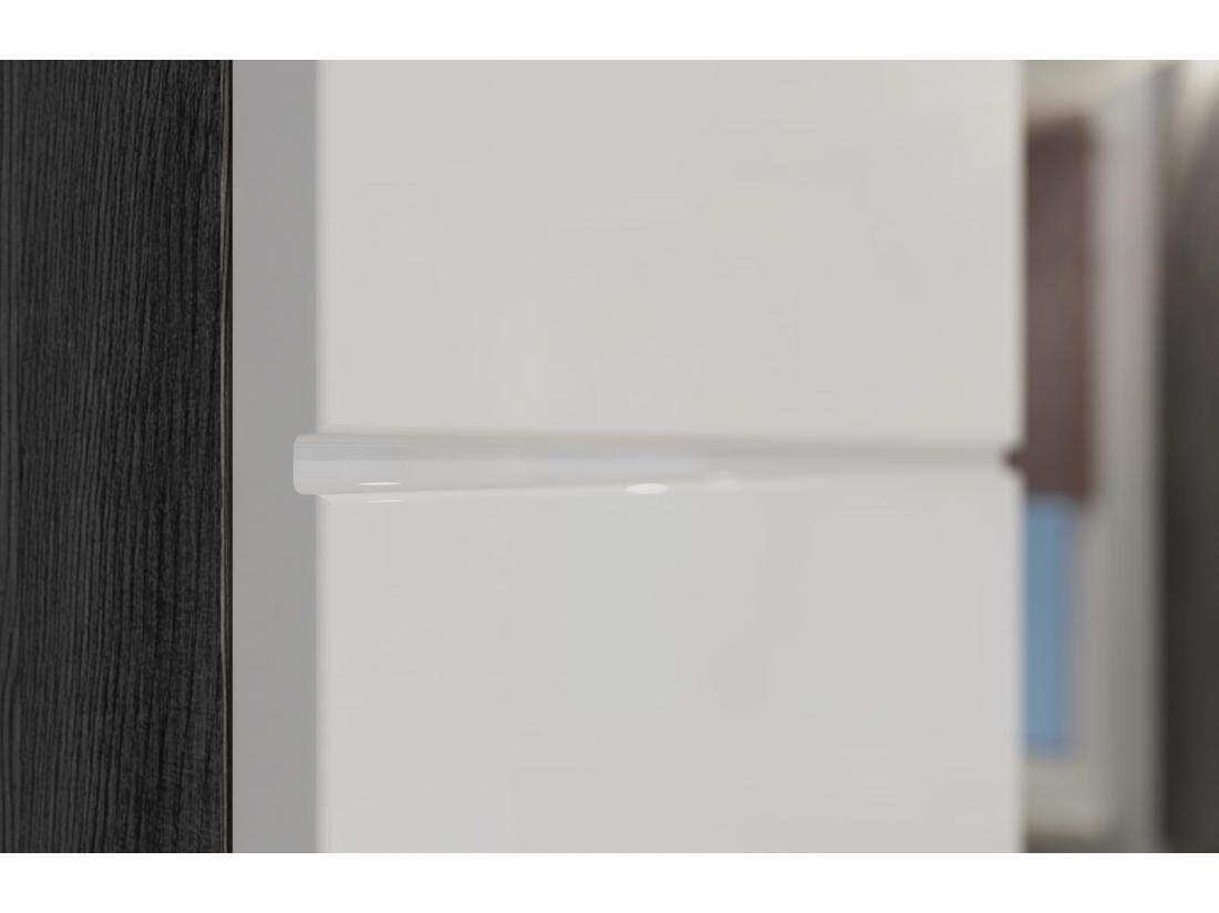 Vente Unique Scout Armoire Haute Pour Salle De Bain 2 Portes 1 Tiroir 2 Tablettes Brillant Blanc Enfumé