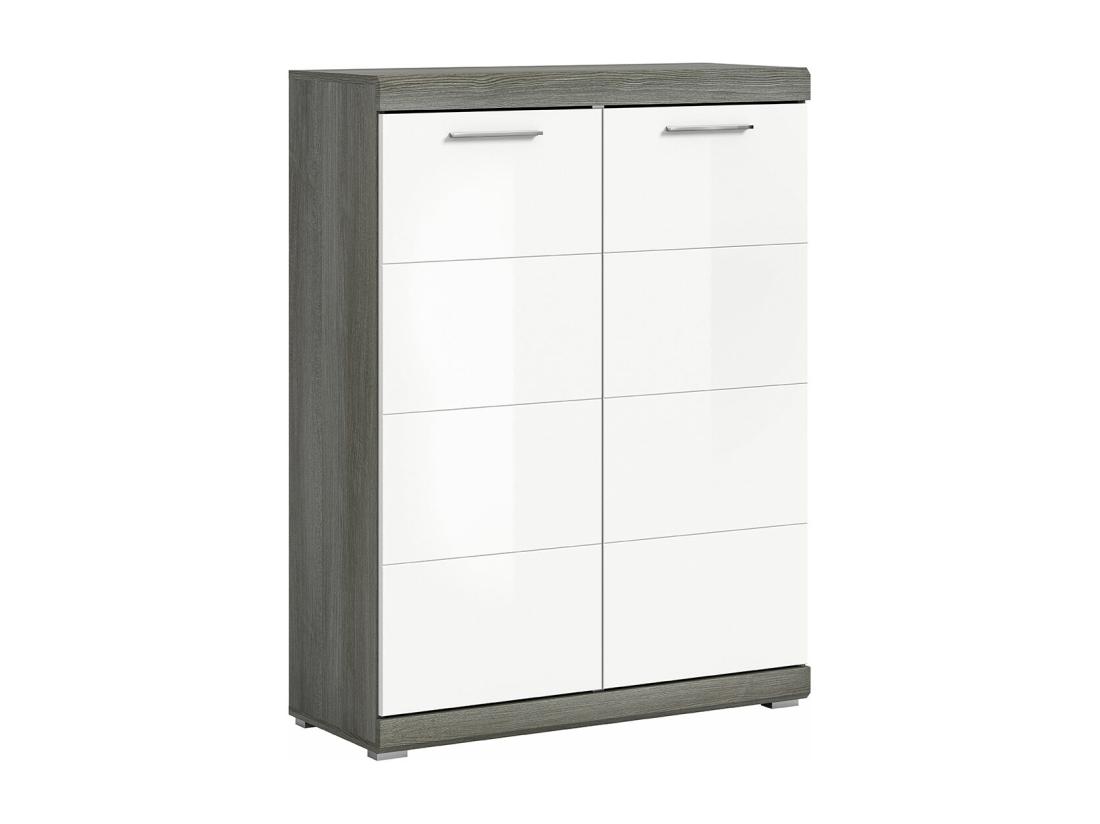 Vente Unique Scout Meuble à Chaussures 2 Portes Blanc Brillant