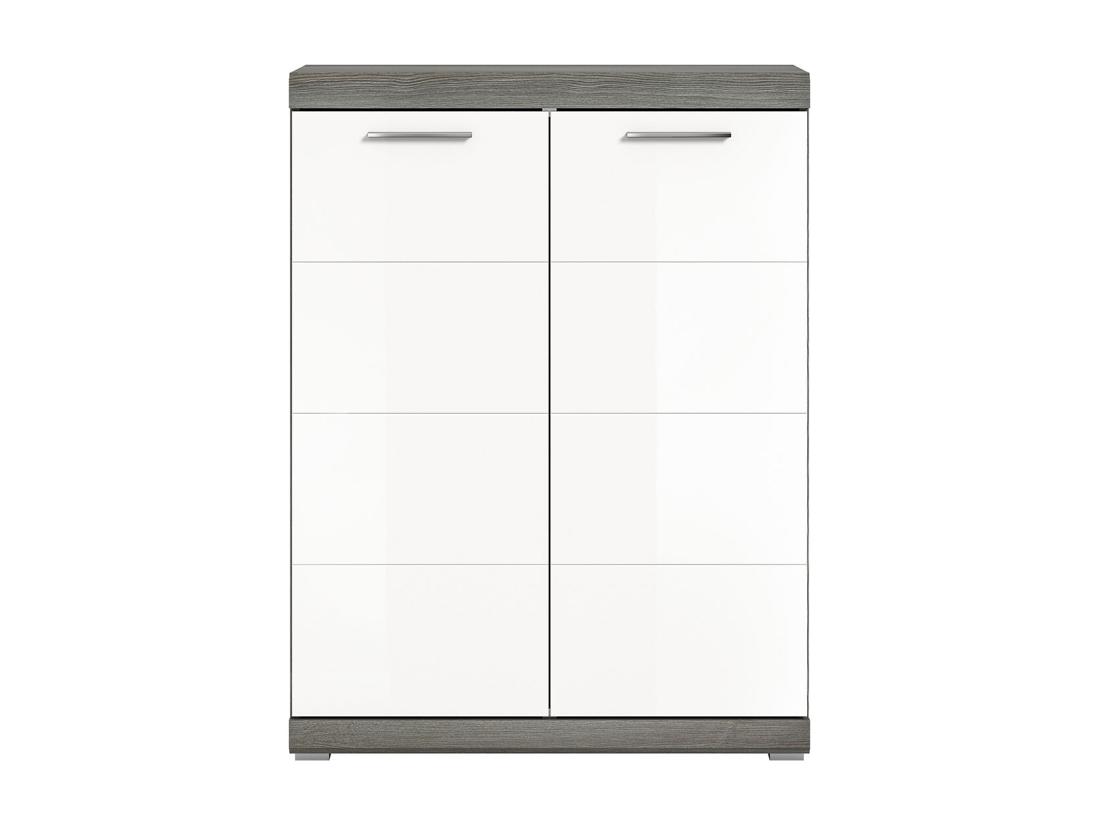 vente unique Scout meuble à chaussures 2 portes blanc brillant