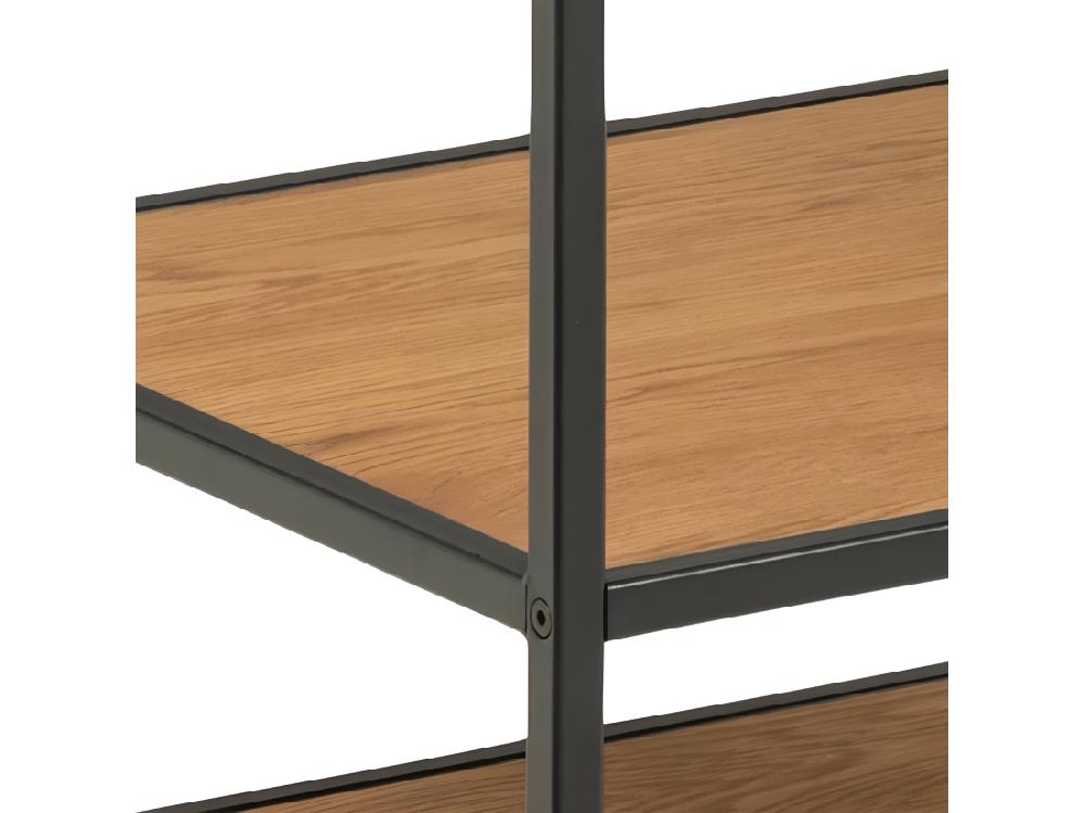 Vente Unique Sea Séchoir à Linge 1 Tringle à Vêtements 5 Tablettes De Rangement Noir Teinte Naturelle