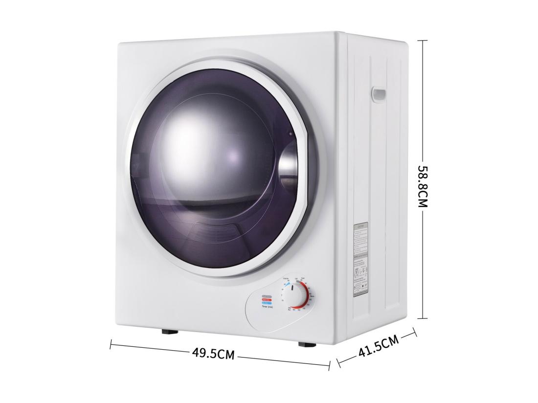 Vente Unique Sèche-linge Hublot 2 5kg - Chauffage En Céramique PTC - Avec Protection De Surchauffe - Max 65 °C - Accrochable Au Mur