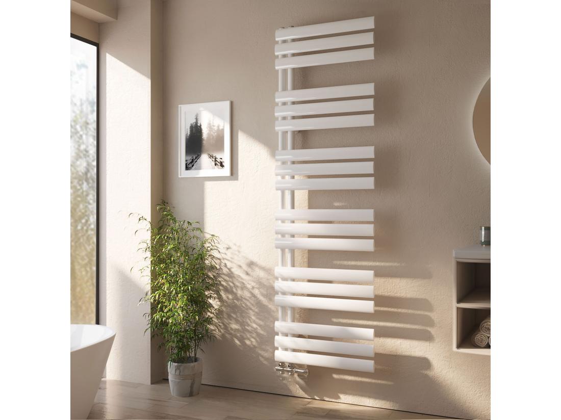 vente unique Sèche-serviette eau chaude EMKE raccord latéral radiateur sèche-serviettes blanc 174 × 50 cm 683 watts