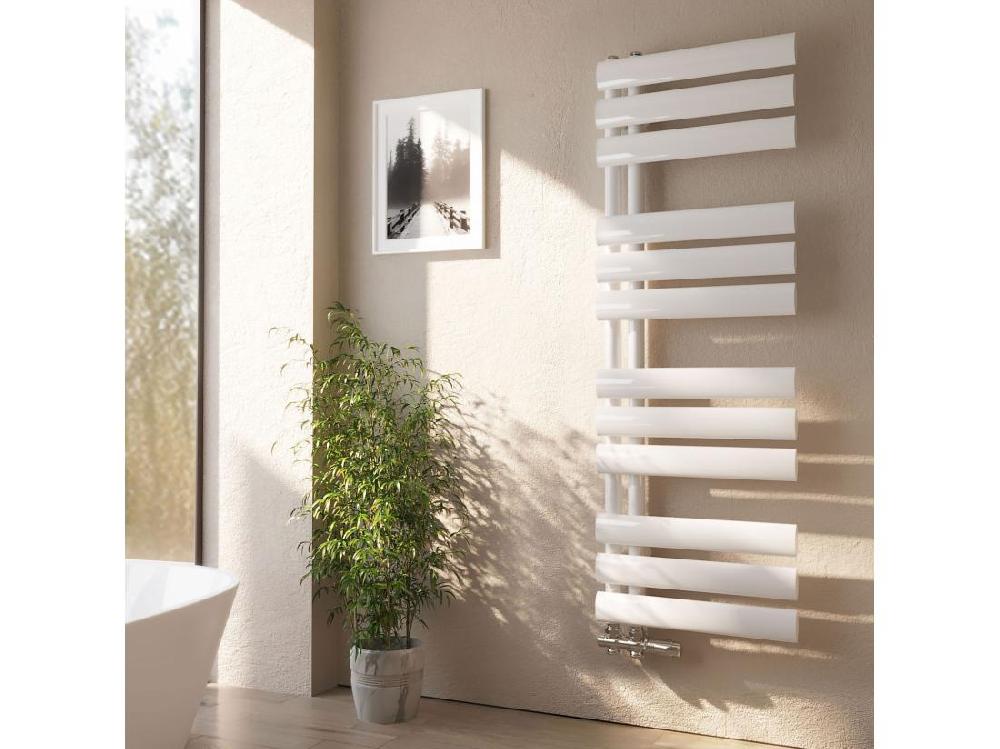 vente unique Sèche-serviette eau chaude EMKE raccord latéral radiateur sèche-serviettes blanc 112 × 40 cm 385 watts