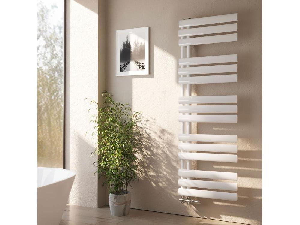 vente unique Sèche-serviette eau chaude EMKE raccord latéral radiateur sèche-serviettes blanc 143 × 40 cm 484 watts