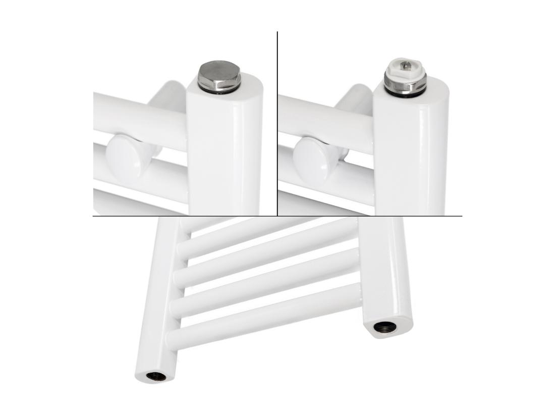 Vente Unique Sèche-Serviettes Design Sahara 600 X 1800 Mm Blanc Connexion Latéral Forme Droit