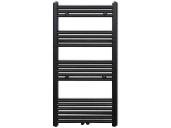 Vente Unique Sèche-serviettes Eau Chaude à Rails Droits Noir 600x1160 Mm