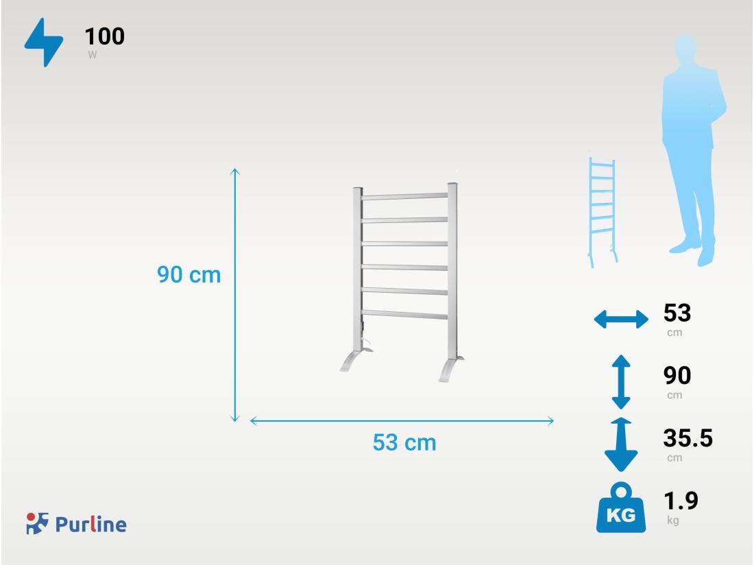 Vente Unique Sèche-serviettes électrique Aluminium 100W