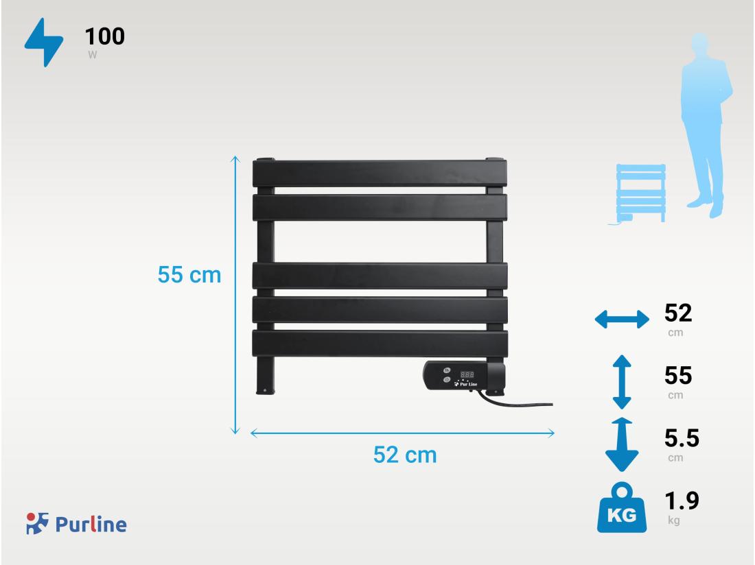 Vente Unique Sèche-serviettes électrique Compact Noir 100W
